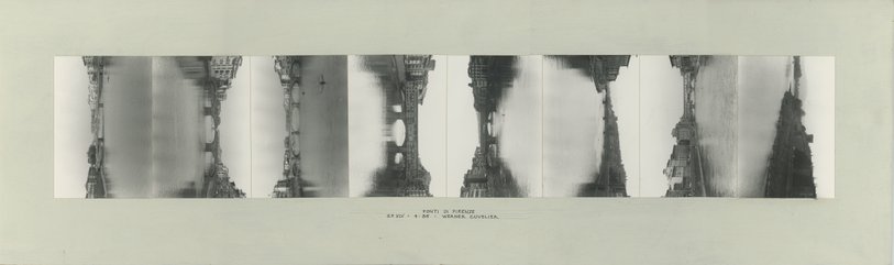 Werner Cuvelier, Statistic project XVL, Ponti di Firenze, 1986. Photographies NB, technique mixte, collage, encre de chine